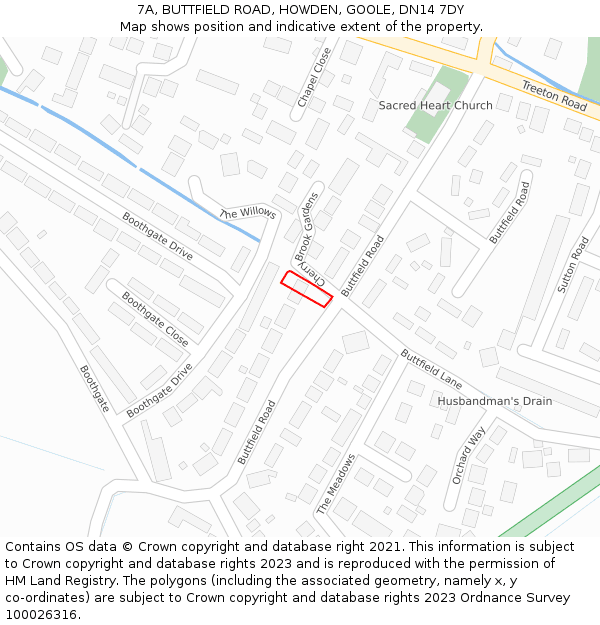 7A, BUTTFIELD ROAD, HOWDEN, GOOLE, DN14 7DY: Location map and indicative extent of plot