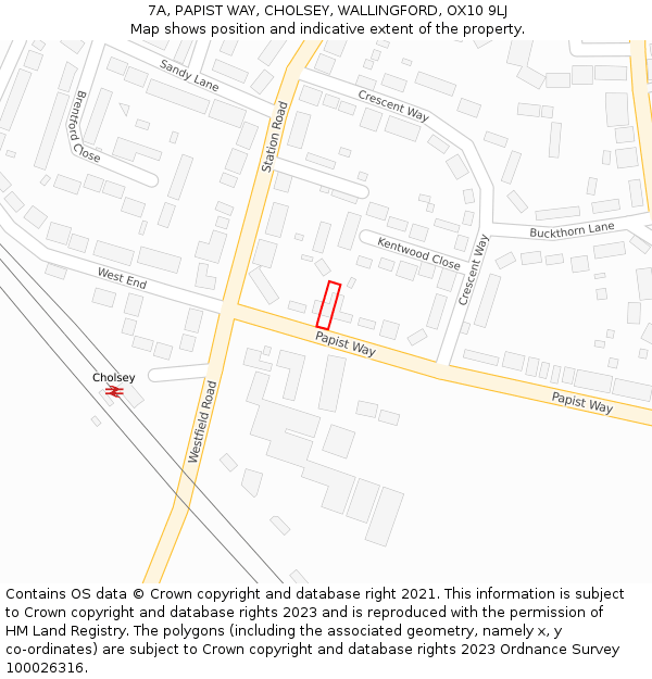 7A, PAPIST WAY, CHOLSEY, WALLINGFORD, OX10 9LJ: Location map and indicative extent of plot