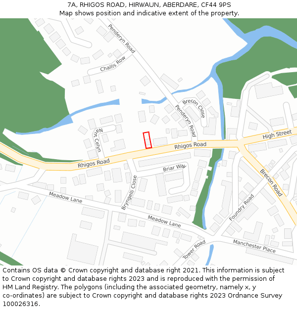 7A, RHIGOS ROAD, HIRWAUN, ABERDARE, CF44 9PS: Location map and indicative extent of plot