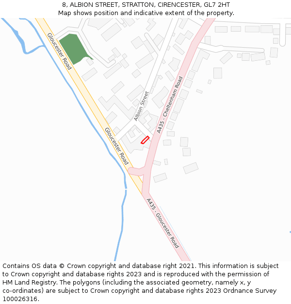 8, ALBION STREET, STRATTON, CIRENCESTER, GL7 2HT: Location map and indicative extent of plot