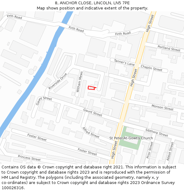 8, ANCHOR CLOSE, LINCOLN, LN5 7PE: Location map and indicative extent of plot