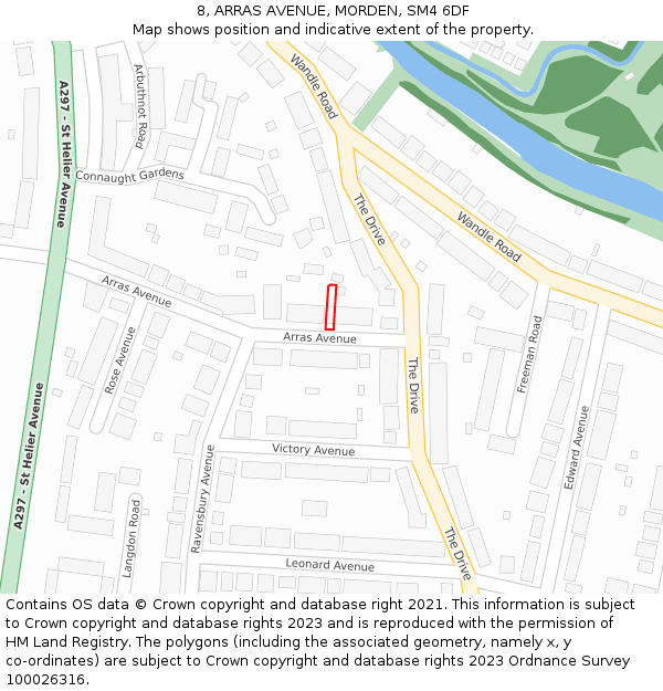 8, ARRAS AVENUE, MORDEN, SM4 6DF: Location map and indicative extent of plot