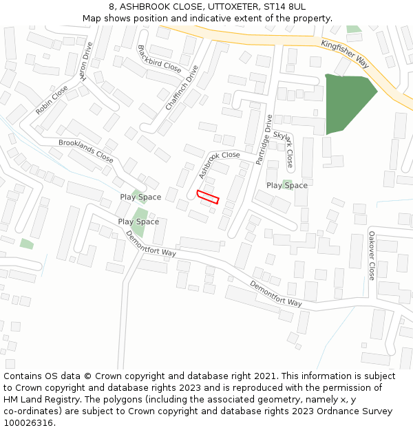 8, ASHBROOK CLOSE, UTTOXETER, ST14 8UL: Location map and indicative extent of plot