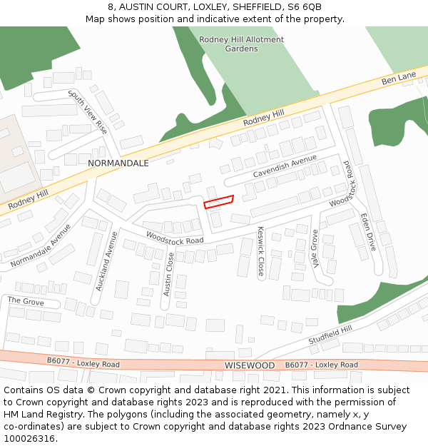 8, AUSTIN COURT, LOXLEY, SHEFFIELD, S6 6QB: Location map and indicative extent of plot