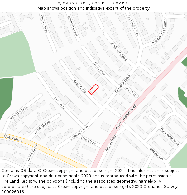 8, AVON CLOSE, CARLISLE, CA2 6RZ: Location map and indicative extent of plot