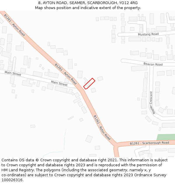 8, AYTON ROAD, SEAMER, SCARBOROUGH, YO12 4RG: Location map and indicative extent of plot