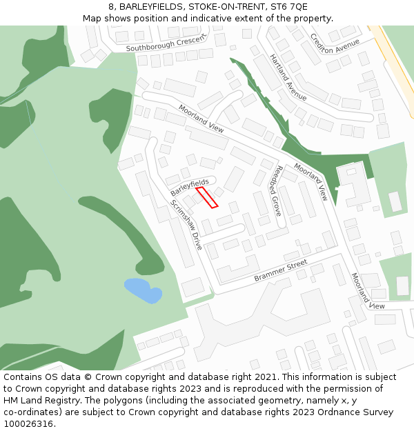 8, BARLEYFIELDS, STOKE-ON-TRENT, ST6 7QE: Location map and indicative extent of plot