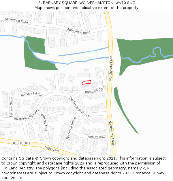 8, BARNABY SQUARE, WOLVERHAMPTON, WV10 8UG: Location map and indicative extent of plot