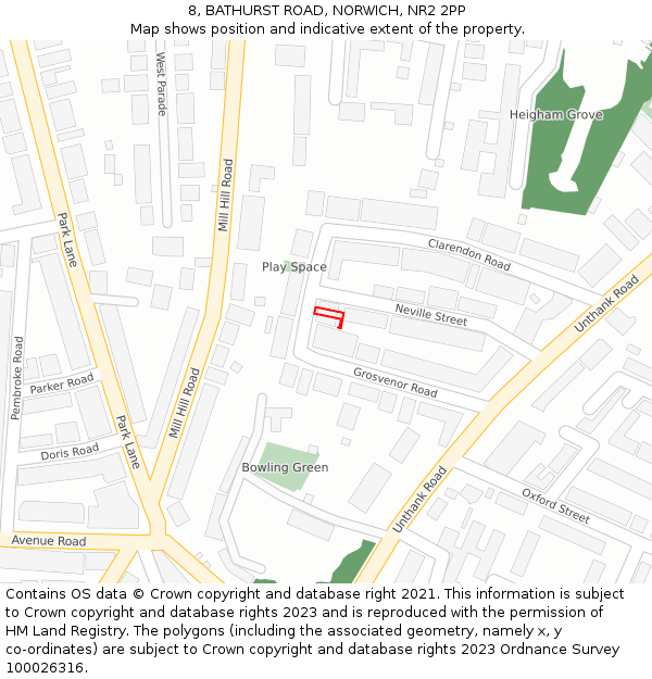 8, BATHURST ROAD, NORWICH, NR2 2PP: Location map and indicative extent of plot