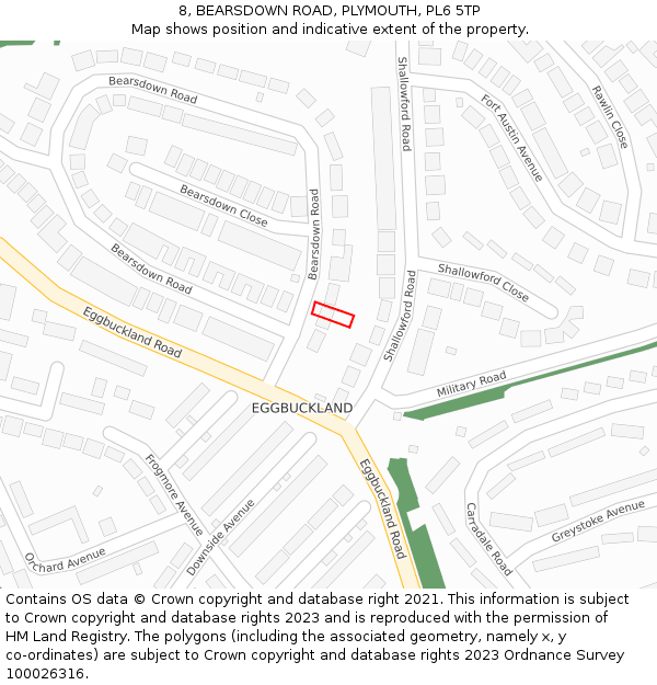 8, BEARSDOWN ROAD, PLYMOUTH, PL6 5TP: Location map and indicative extent of plot