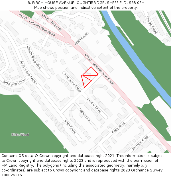 8, BIRCH HOUSE AVENUE, OUGHTIBRIDGE, SHEFFIELD, S35 0FH: Location map and indicative extent of plot