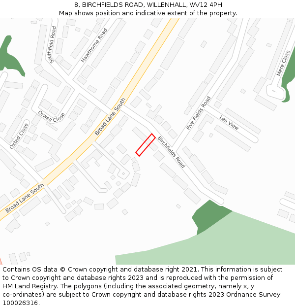 8, BIRCHFIELDS ROAD, WILLENHALL, WV12 4PH: Location map and indicative extent of plot