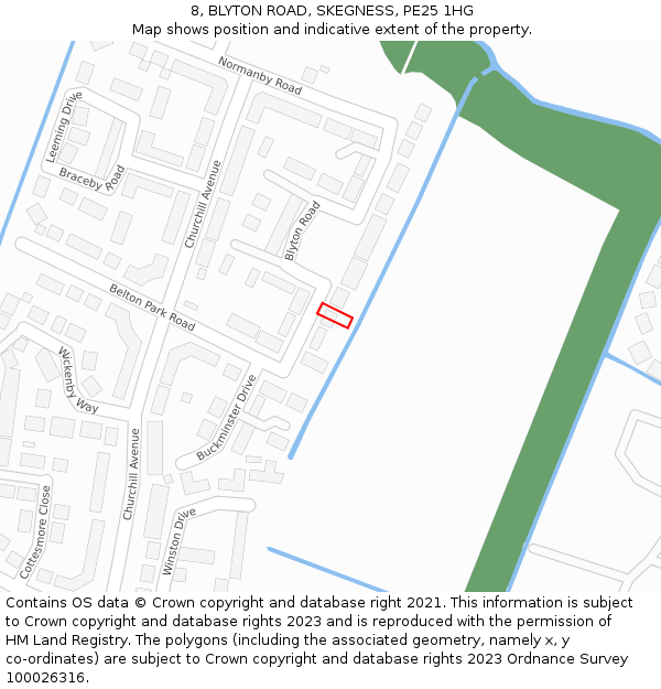 8, BLYTON ROAD, SKEGNESS, PE25 1HG: Location map and indicative extent of plot