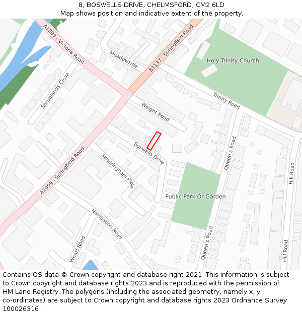 8, BOSWELLS DRIVE, CHELMSFORD, CM2 6LD: Location map and indicative extent of plot