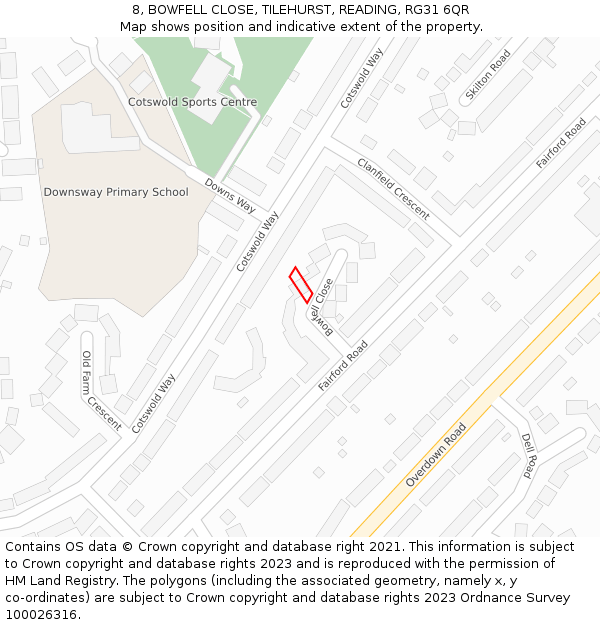 8, BOWFELL CLOSE, TILEHURST, READING, RG31 6QR: Location map and indicative extent of plot