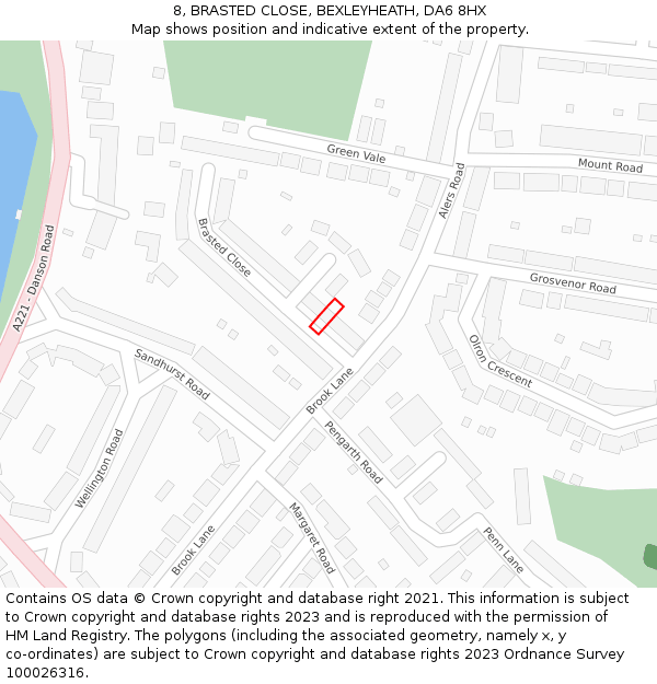 8, BRASTED CLOSE, BEXLEYHEATH, DA6 8HX: Location map and indicative extent of plot
