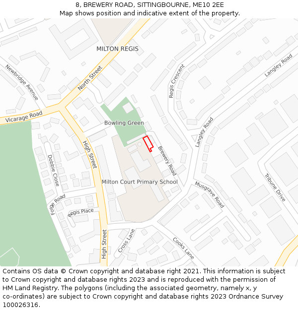8, BREWERY ROAD, SITTINGBOURNE, ME10 2EE: Location map and indicative extent of plot