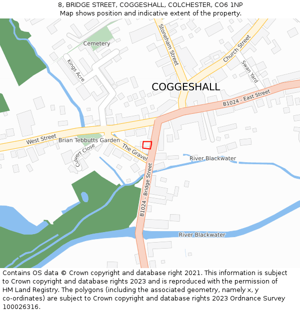 8, BRIDGE STREET, COGGESHALL, COLCHESTER, CO6 1NP: Location map and indicative extent of plot