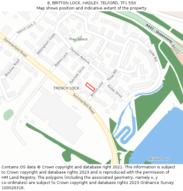 8, BRITTON LOCK, HADLEY, TELFORD, TF1 5SX: Location map and indicative extent of plot