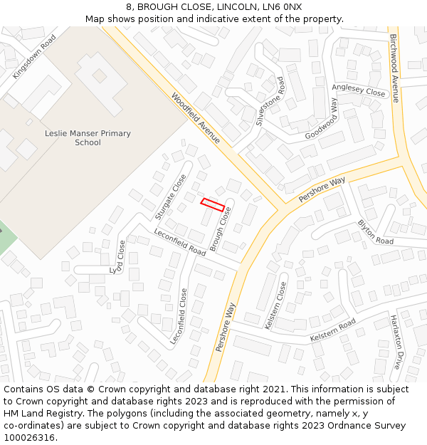 8, BROUGH CLOSE, LINCOLN, LN6 0NX: Location map and indicative extent of plot
