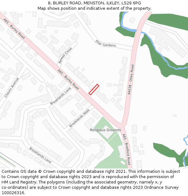 8, BURLEY ROAD, MENSTON, ILKLEY, LS29 6PG: Location map and indicative extent of plot