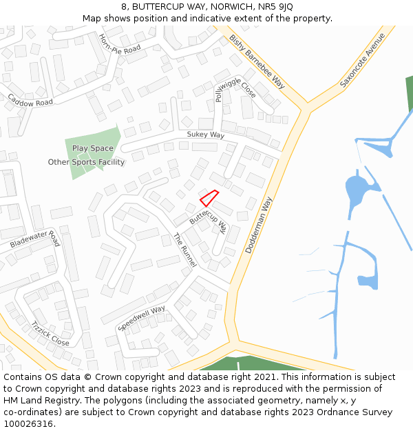 8, BUTTERCUP WAY, NORWICH, NR5 9JQ: Location map and indicative extent of plot