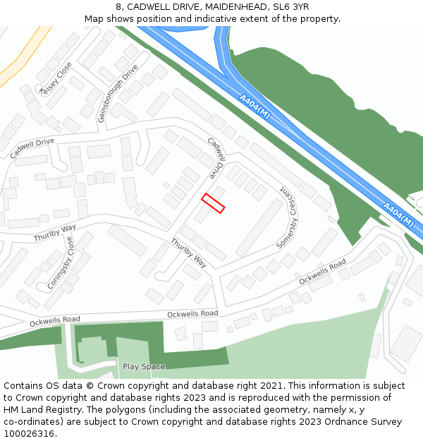 8, CADWELL DRIVE, MAIDENHEAD, SL6 3YR: Location map and indicative extent of plot