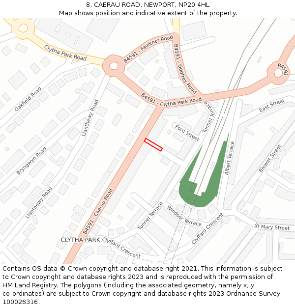 8, CAERAU ROAD, NEWPORT, NP20 4HL: Location map and indicative extent of plot