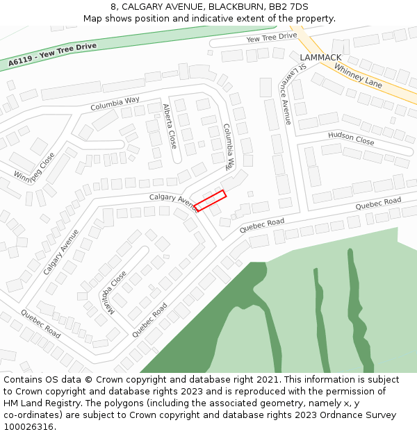8, CALGARY AVENUE, BLACKBURN, BB2 7DS: Location map and indicative extent of plot