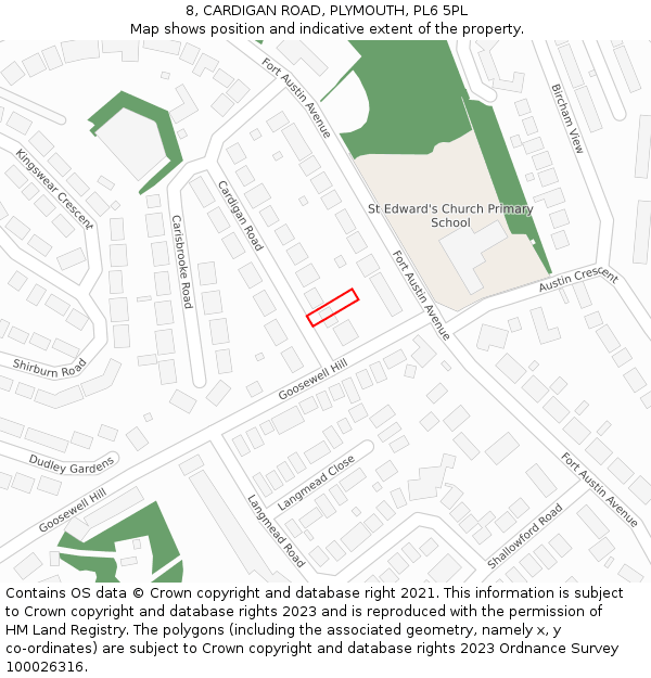 8, CARDIGAN ROAD, PLYMOUTH, PL6 5PL: Location map and indicative extent of plot