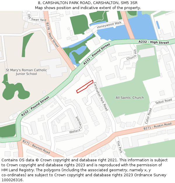8, CARSHALTON PARK ROAD, CARSHALTON, SM5 3SR: Location map and indicative extent of plot