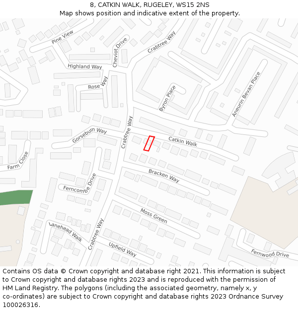8, CATKIN WALK, RUGELEY, WS15 2NS: Location map and indicative extent of plot