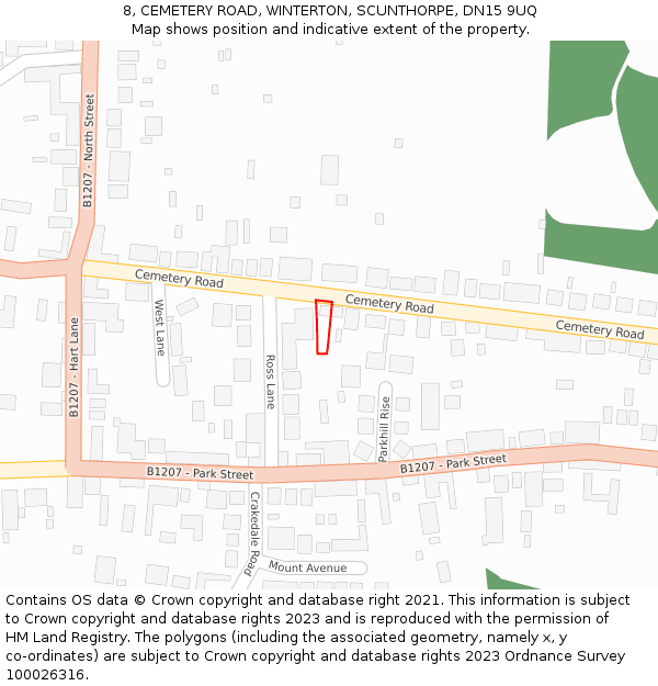 8, CEMETERY ROAD, WINTERTON, SCUNTHORPE, DN15 9UQ: Location map and indicative extent of plot