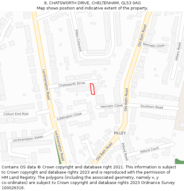 8, CHATSWORTH DRIVE, CHELTENHAM, GL53 0AG: Location map and indicative extent of plot