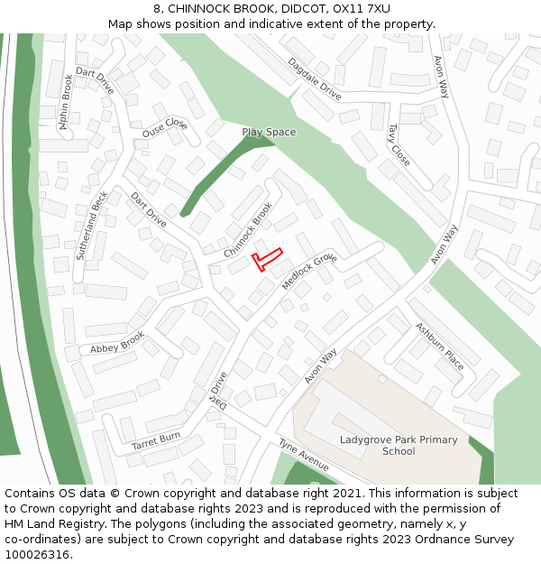 8, CHINNOCK BROOK, DIDCOT, OX11 7XU: Location map and indicative extent of plot