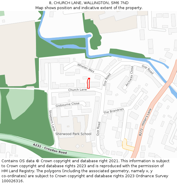 8, CHURCH LANE, WALLINGTON, SM6 7ND: Location map and indicative extent of plot