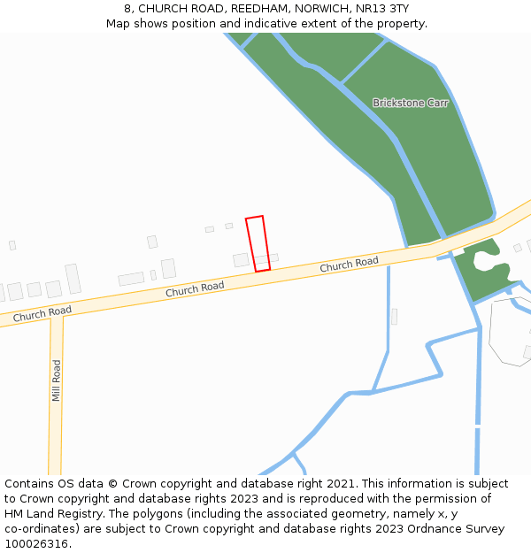 8, CHURCH ROAD, REEDHAM, NORWICH, NR13 3TY: Location map and indicative extent of plot