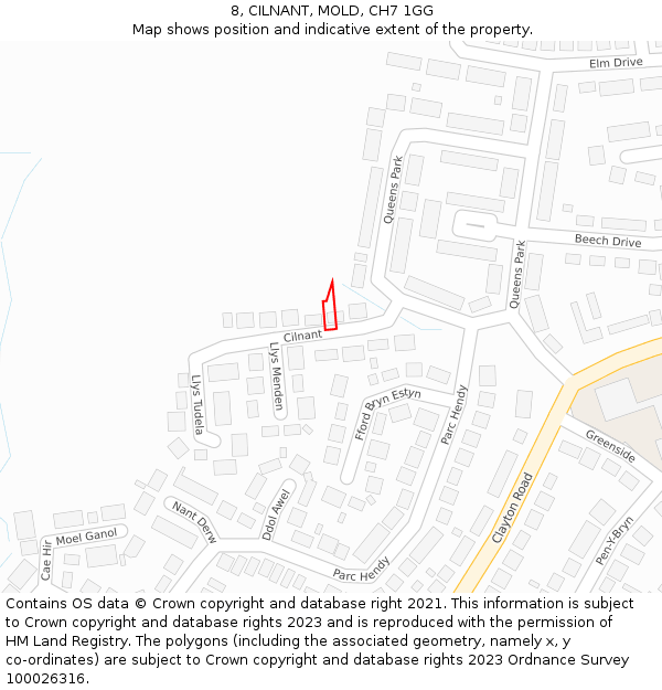 8, CILNANT, MOLD, CH7 1GG: Location map and indicative extent of plot