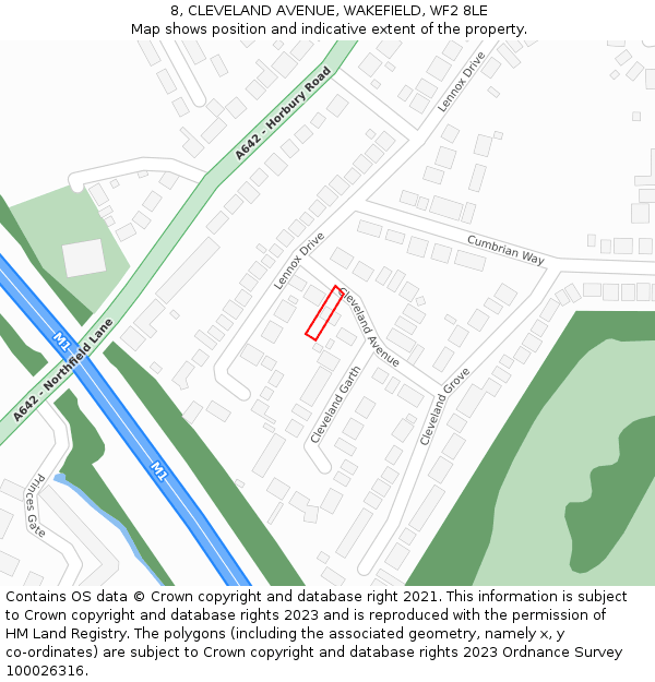 8, CLEVELAND AVENUE, WAKEFIELD, WF2 8LE: Location map and indicative extent of plot