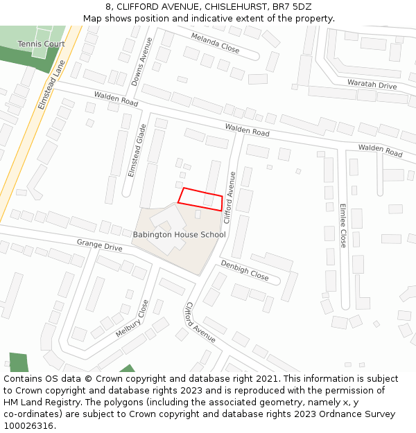8, CLIFFORD AVENUE, CHISLEHURST, BR7 5DZ: Location map and indicative extent of plot
