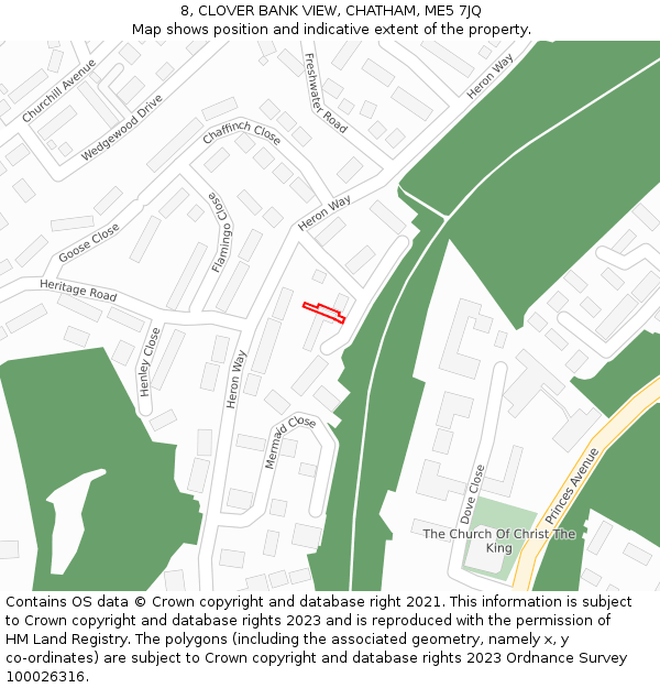 8, CLOVER BANK VIEW, CHATHAM, ME5 7JQ: Location map and indicative extent of plot