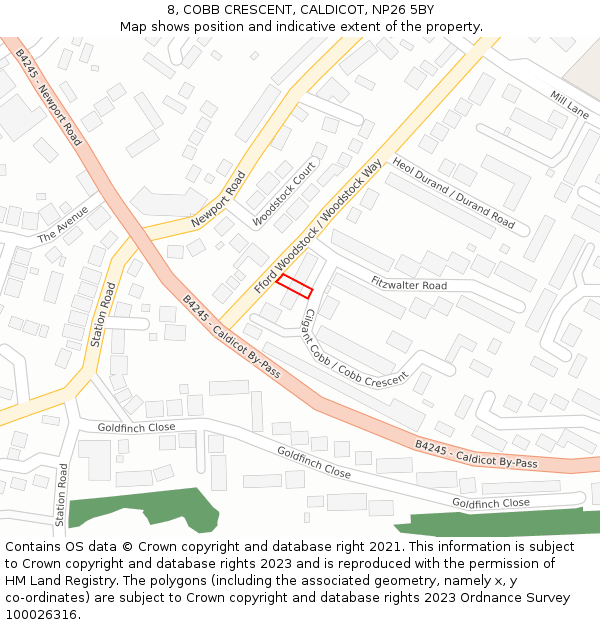 8, COBB CRESCENT, CALDICOT, NP26 5BY: Location map and indicative extent of plot