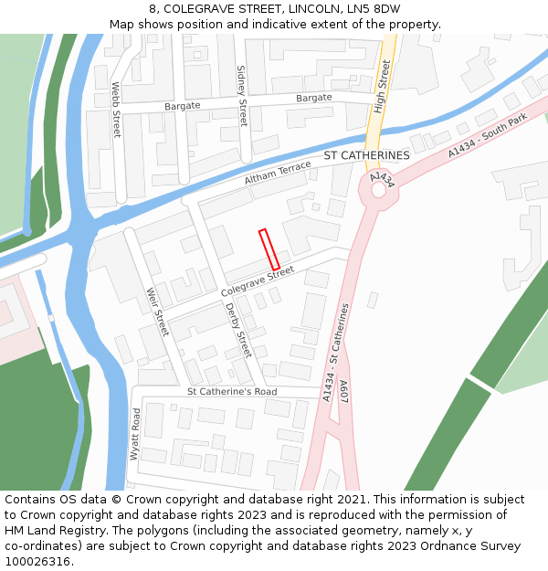 8, COLEGRAVE STREET, LINCOLN, LN5 8DW: Location map and indicative extent of plot
