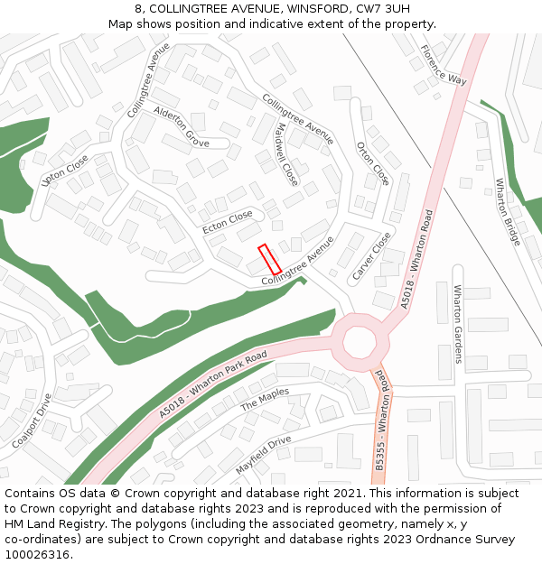 8, COLLINGTREE AVENUE, WINSFORD, CW7 3UH: Location map and indicative extent of plot