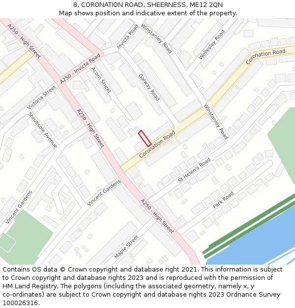 8, CORONATION ROAD, SHEERNESS, ME12 2QN: Location map and indicative extent of plot