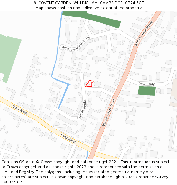8, COVENT GARDEN, WILLINGHAM, CAMBRIDGE, CB24 5GE: Location map and indicative extent of plot