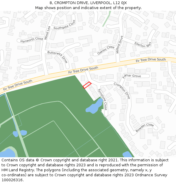 8, CROMPTON DRIVE, LIVERPOOL, L12 0JX: Location map and indicative extent of plot