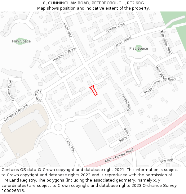8, CUNNINGHAM ROAD, PETERBOROUGH, PE2 9RG: Location map and indicative extent of plot