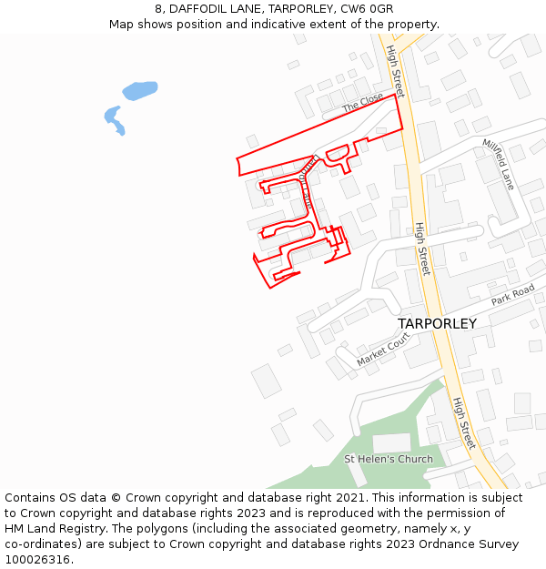 8, DAFFODIL LANE, TARPORLEY, CW6 0GR: Location map and indicative extent of plot