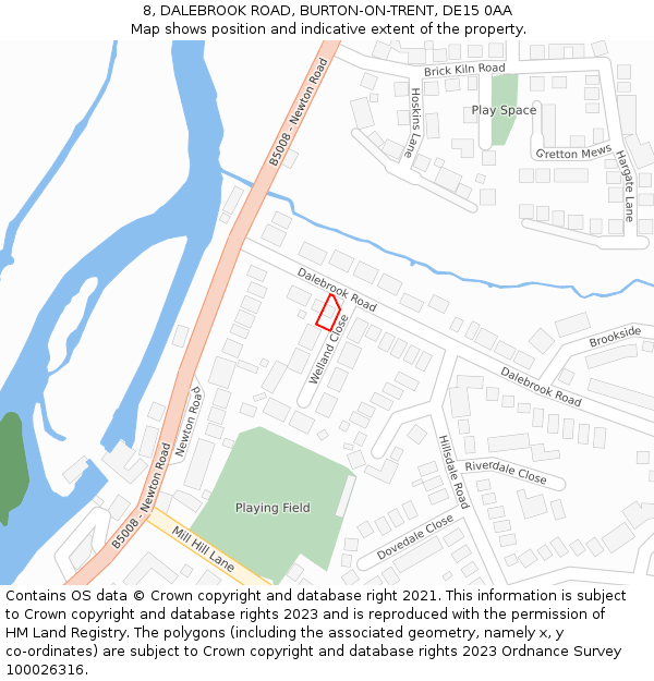 8, DALEBROOK ROAD, BURTON-ON-TRENT, DE15 0AA: Location map and indicative extent of plot